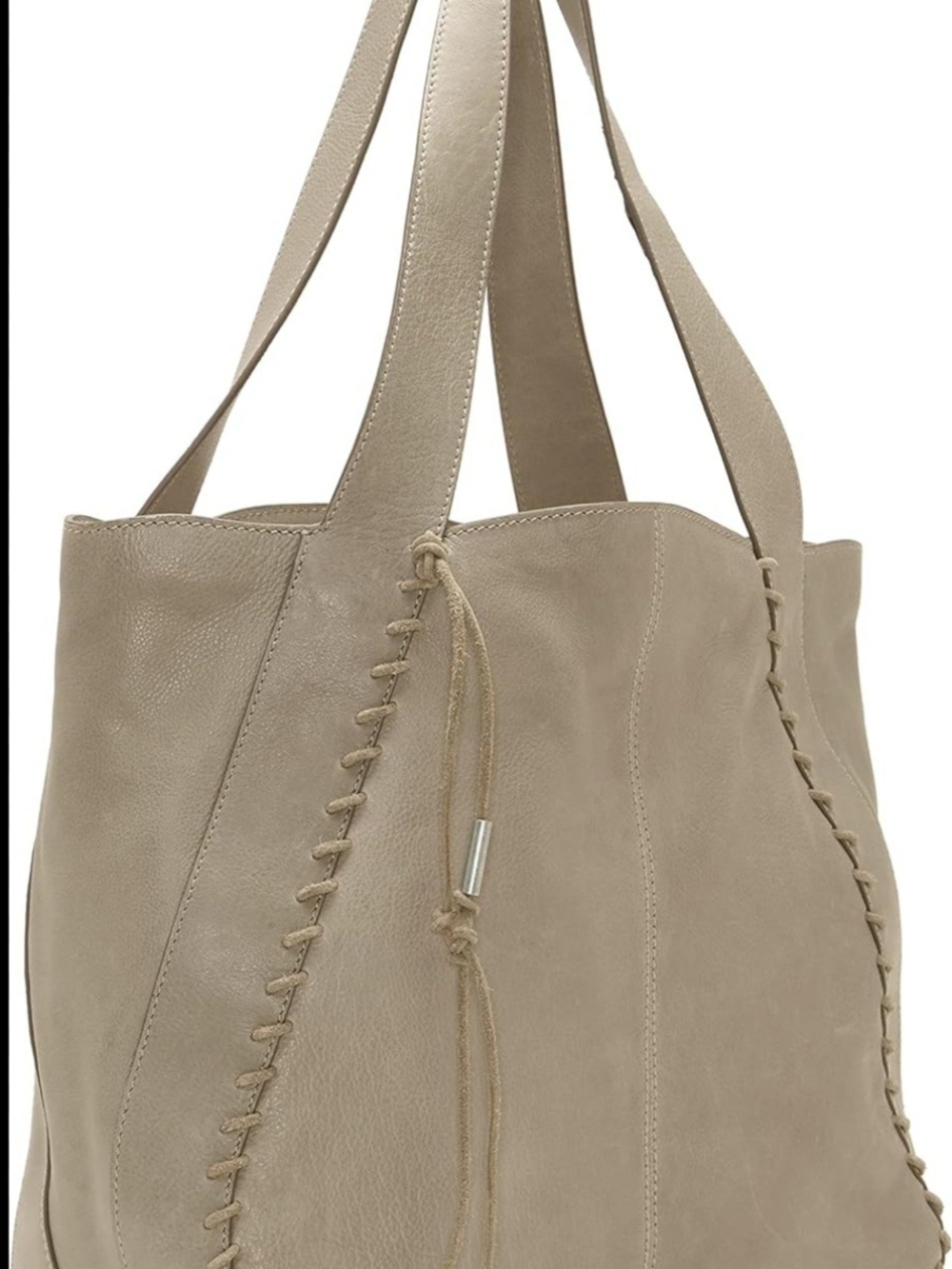 Lucky Brand Tan Leather Tote with Whipstitch Detail